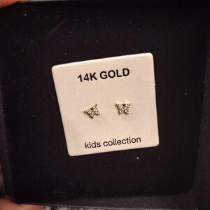 14K Gold Butterfly Earrings for Kids